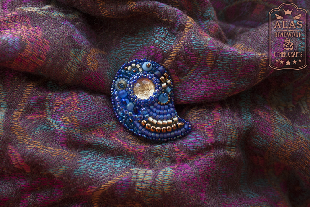 blue and gold paisley